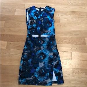 Blue mini dress with exposed stomach & thigh slit